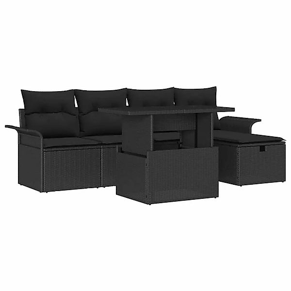 vidaXL Garten-Sofa-Set mit Kissen 6-Tlg Schwarz Poly Rattan 3359670 günstig online kaufen