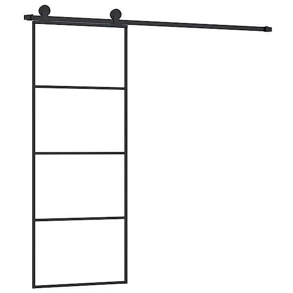 vidaXL Schiebetür mit Beschlag 76x205 cm ESG-Glas & Aluminium 3152146 günstig online kaufen
