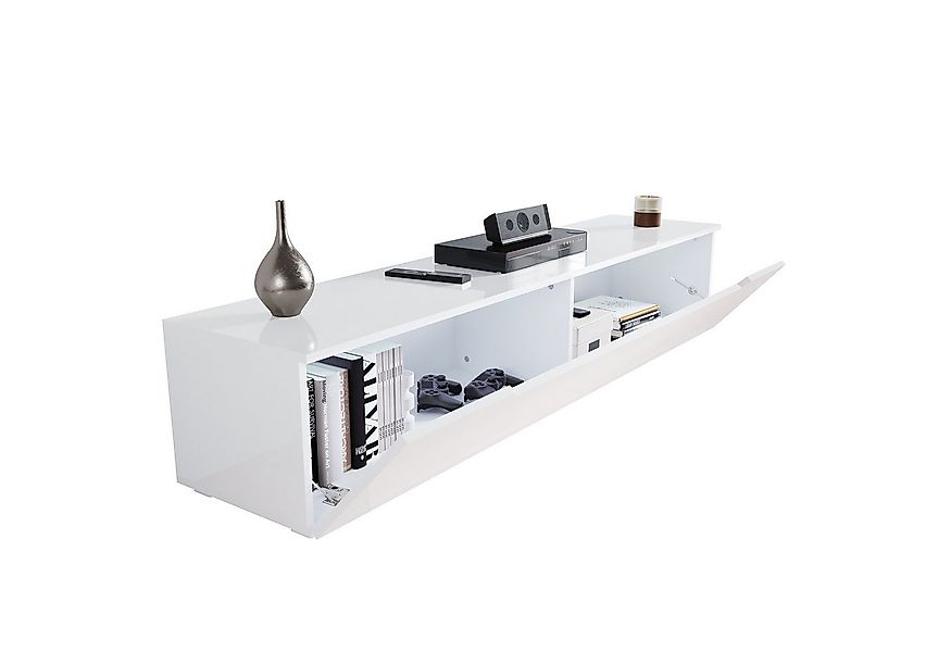 SONNI TV-Schrank Ein weißer, hängender TV-Schrank mit LED-Lichteffekten.160 günstig online kaufen