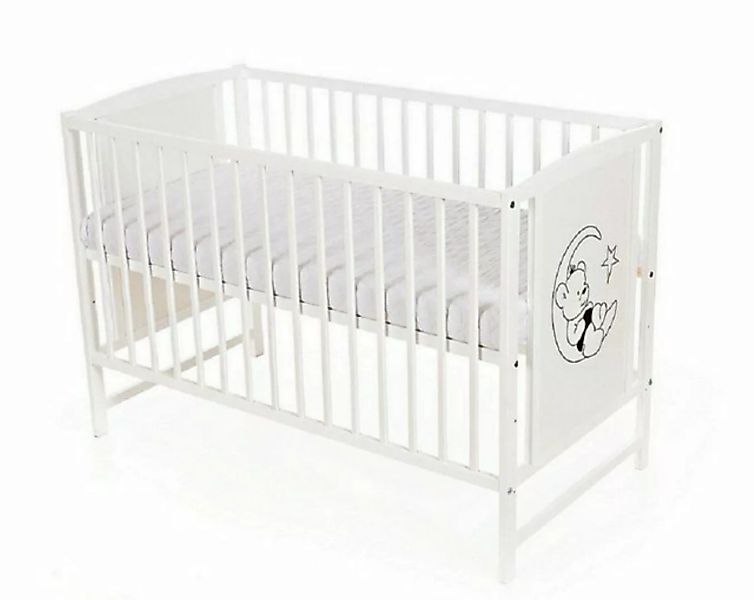 Babyhafen Babybett Babybett Teddy weiß 60 × 120 cm mit Matratze Kinderbett günstig online kaufen