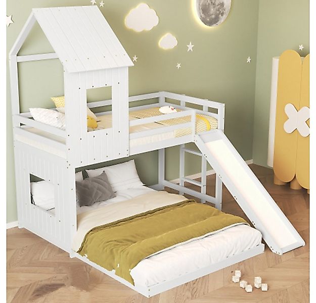 XDeer Kinderbett Etagenbett mit Rutsche,Kinderbett, mit Fallschutzgitter, m günstig online kaufen
