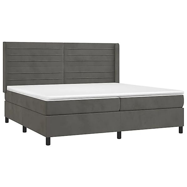 vidaXL Boxspringbett mit Matratze & LED Dunkelgrau 200x200 cm Samt 3139644 günstig online kaufen
