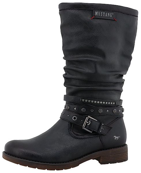 Mustang Shoes Elfi Winterstiefel Stiefel mit Zierriemchen und Blockabsatz günstig online kaufen
