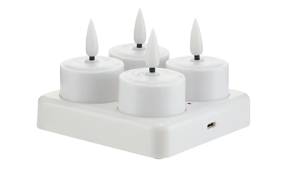 LED Teelichter inkl. Ladestation  4er Set   ¦ Kunststoff ¦ Maße (cm): B: 10 günstig online kaufen