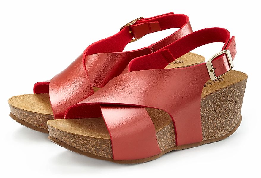LASCANA Sandalette "Sommerschuh" Sommerschuh mit Keilabsatz und Korkfußbett günstig online kaufen