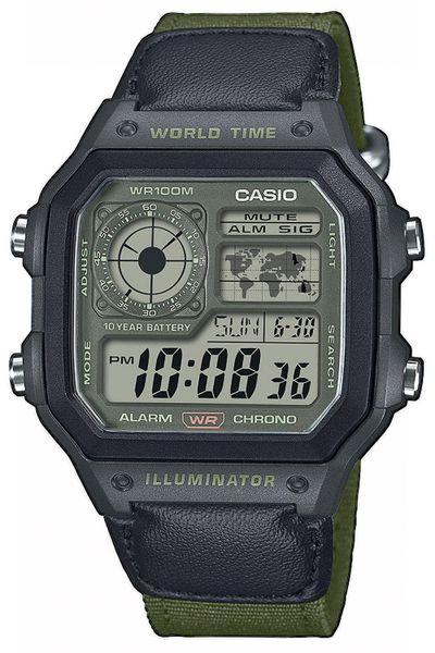CASIO Digitaluhr Digital mit Stoffband Khaki günstig online kaufen