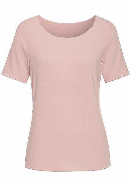 LASCANA Rundhalsshirt "mit feiner Glitzereinfassung" aus weichem Viskose-Fe günstig online kaufen