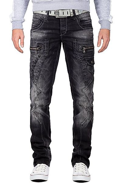Cipo & Baxx 5-Pocket-Jeans Herren Regular Fit Hose Stonewashed BA-CD296 Bla günstig online kaufen