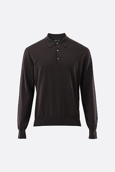 Langarm Strick-Poloshirt mit Baumwolle und Seide günstig online kaufen