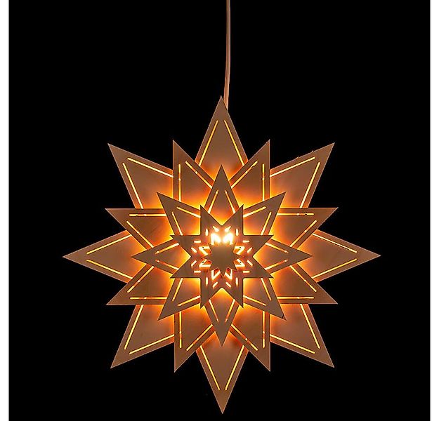 Kunstgewebe Taulin Schwibbogen Fensterbild Stern mit Lichtschlitzen - Blume günstig online kaufen