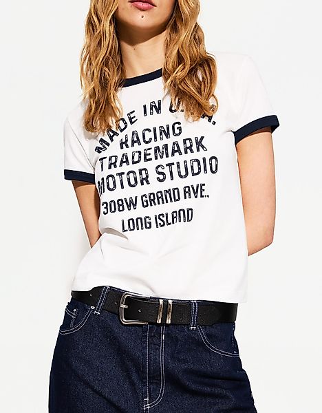 Bershka Sportliches T-Shirt Mit Kurzen Ärmeln Kontrasten Und Print Damen Xs günstig online kaufen