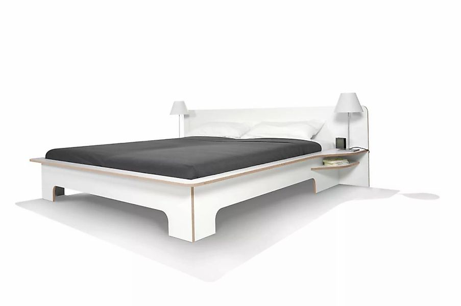 PLANE Doppelbett Anthrazit mit Birkenkante 200 x 200 cm ohne Bettkasten günstig online kaufen