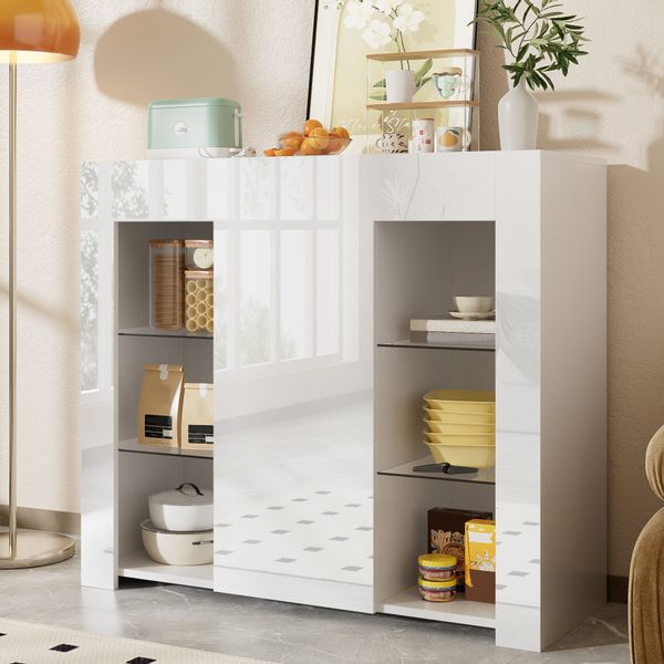 Merax Sideboard Buffetschrank mit Hochglanz-Front (1 günstig online kaufen