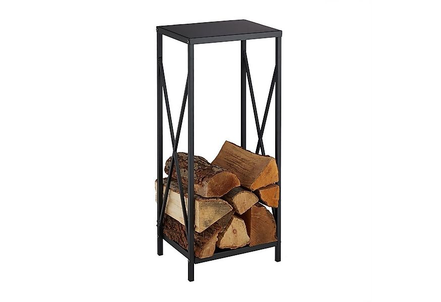 relaxdays Kaminholzregal Schwarzes Kaminholzregal aus Stahl, BxTxH:34x25x80 günstig online kaufen