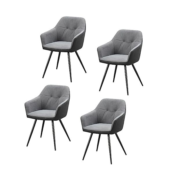 HTI-Living Esszimmerstuhl Esszimmerstuhl 4er Set Anthrazit/Grau günstig online kaufen