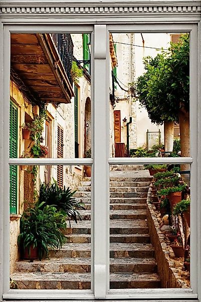 queence Wandsticker Treppe am Haus, Wandsticker, Wandbild, selbstklebend, 3 günstig online kaufen