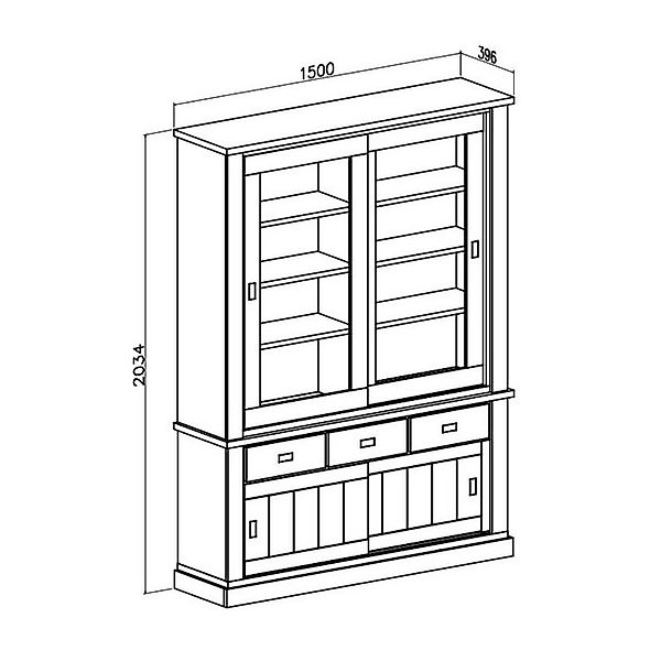 Lookway Standvitrine VINCI Andersen Kiefer / Wotan Eiche 203,4 cm günstig online kaufen