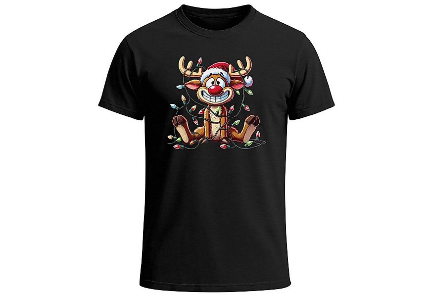 MoonWorks Print-Shirt Herren T-Shirt Weihnachten Reniter Elch Comicstil XMA günstig online kaufen