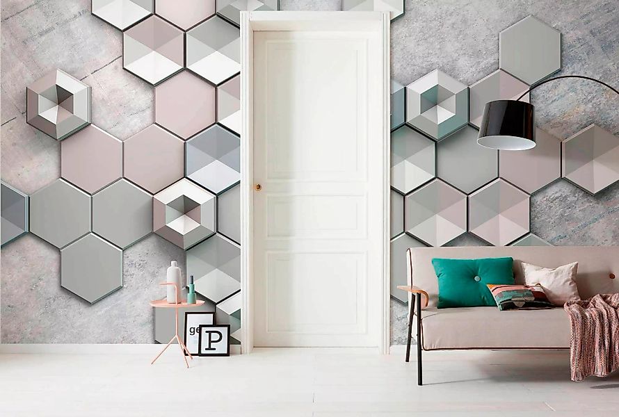 Komar Vliestapete »Hexagon Concrete« günstig online kaufen
