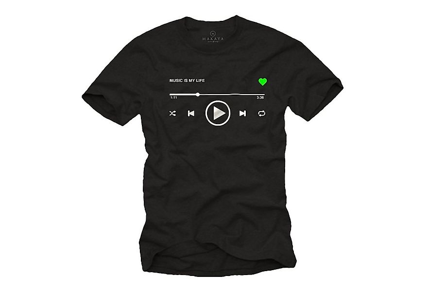 MAKAYA Print-Shirt Herren Motiv Musik Playlist Geschenke für Musiker Coole günstig online kaufen