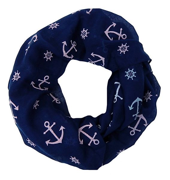 Ella Jonte Modeschal, leichter maritimer Loop Anker blau rosa günstig online kaufen