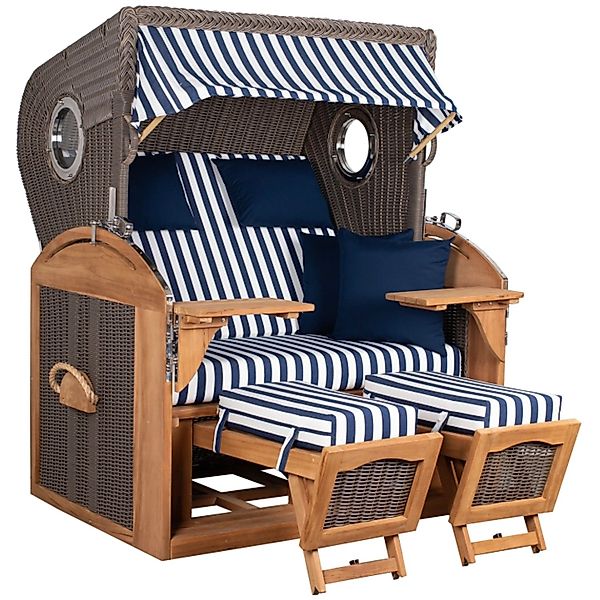 GarWoh Strandkorb Horum XL Teak PE Grey Dessin 518 günstig online kaufen