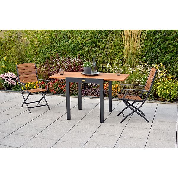 Merxx Gartenmöbelset Santorin inkl. Klappsessel u. Balkontisch ausziehbar günstig online kaufen
