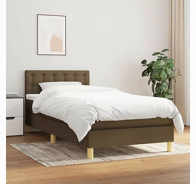 vidaXL Boxspringbett Boxspringbett mit Matratze Dunkelbraun 100x200 cm Stof günstig online kaufen