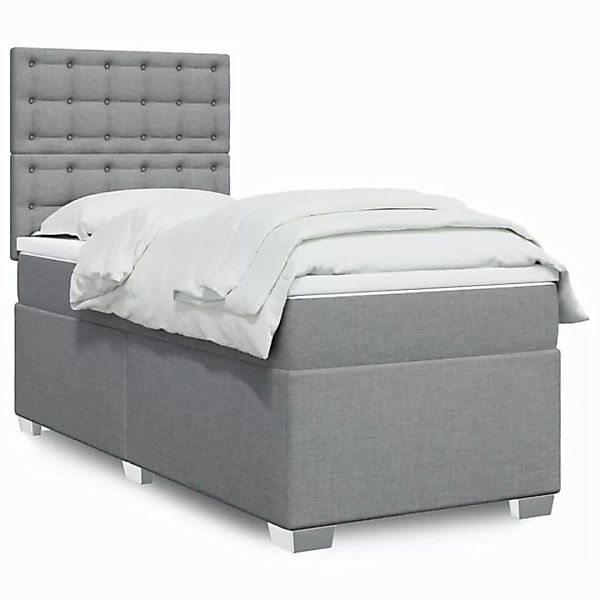 vidaXL Boxspringbett, Boxspringbett mit Matratze Hellgrau 80x200 cm Stoff günstig online kaufen