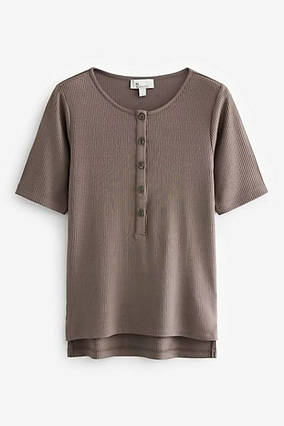 Next T-Shirt Geripptes Premium Henley Kurzarm-T-Shirt (1-tlg) günstig online kaufen