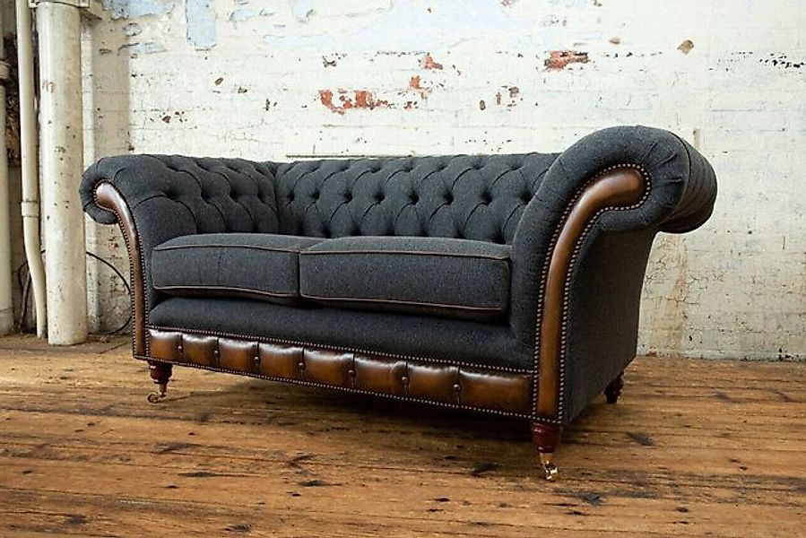 Xlmoebel 2-Sitzer Schwarzes Original Chesterfield Polster-Sitzsofa in luxur günstig online kaufen