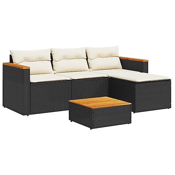 vidaXL 3-Tlg Garten-Sofagarnitur mit Kissen Schwarz Poly Rattan 365826 günstig online kaufen