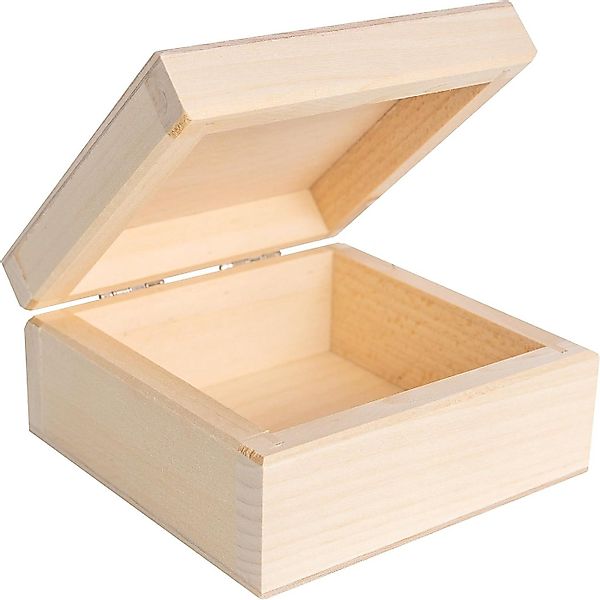 Creative Deco Holzkiste mit Deckel 10x10x5 cm (0,5 cm) Erinnerungsbox Baby, günstig online kaufen