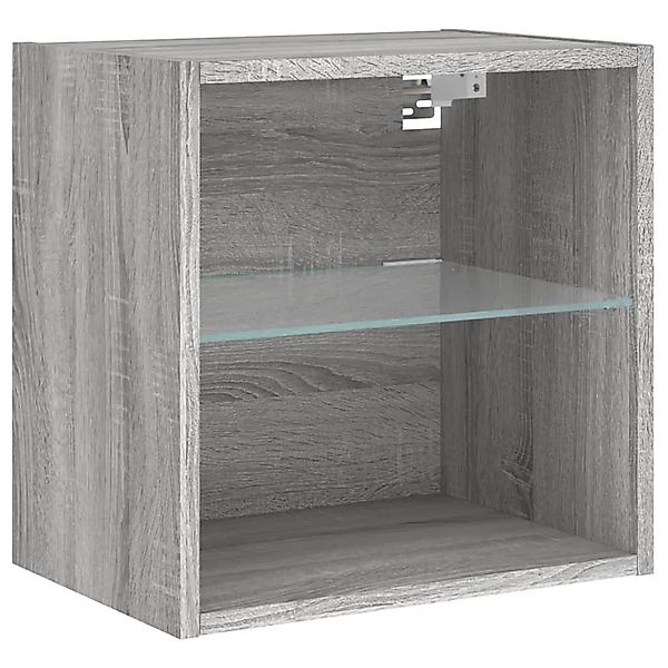 vidaXL TV-Wand Wand-Nachttisch mit LED-Leuchten Grau günstig online kaufen