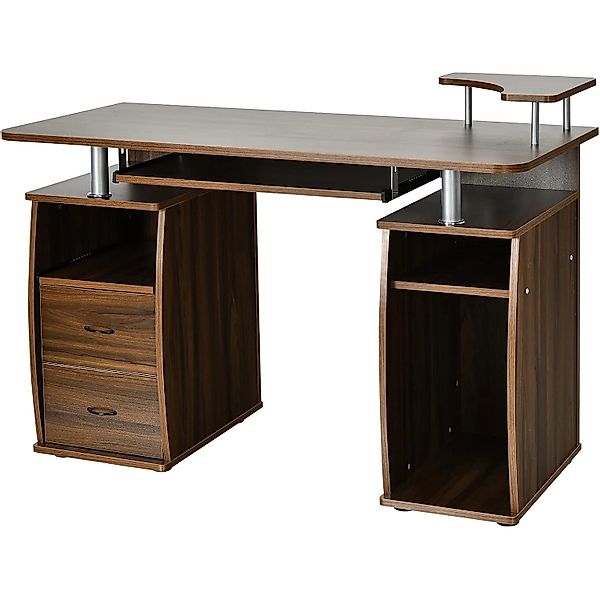 Costway Computertisch mit Schubladen 120 x 55 x 76 cm Braun günstig online kaufen