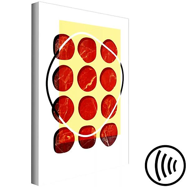 Wandbild Abstrakte Formen - zwölf Kreise auf einem geometrischen Hintergrun günstig online kaufen
