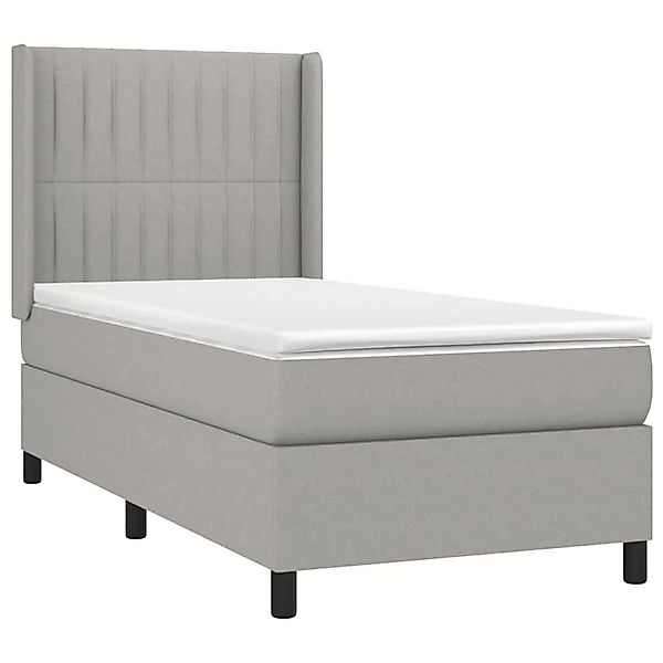 vidaXL Boxspringbett mit Matratze & LED Hellgrau 80x200 cm Stoff 3138429 günstig online kaufen