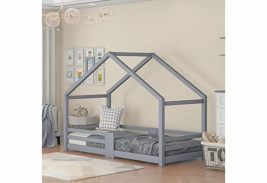 Merax Kinderbett 90x200 cm mit Rausfallschutz, Hausbett mit Lattenrost, Ein günstig online kaufen