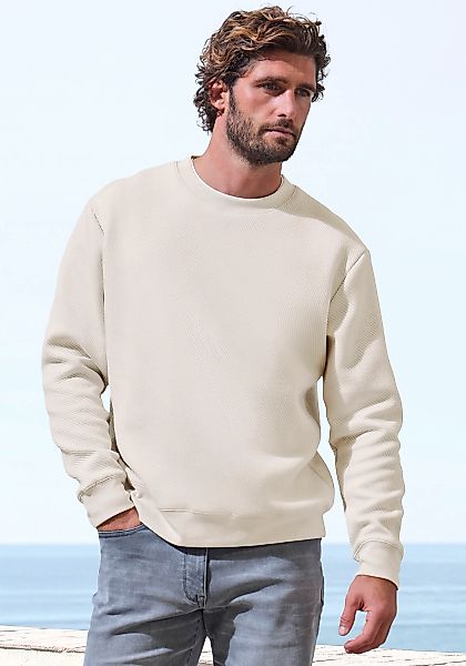 John Devin Sweatshirt, Langarm, Pullover mit Struktur, Rundhals, Baumwollmi günstig online kaufen