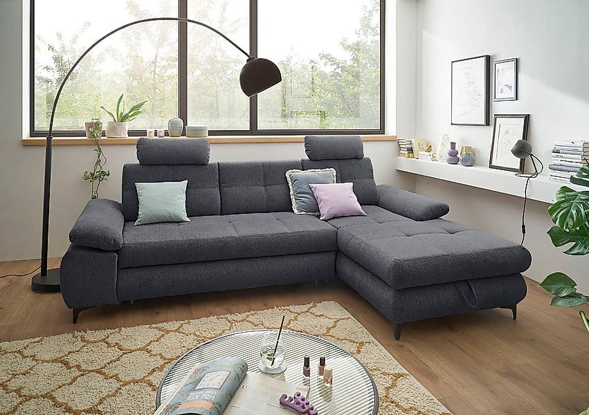 ED EXCITING DESIGN Ecksofa "Altona L-Form" mit Bettfunktion, Bettkasten, Ar günstig online kaufen