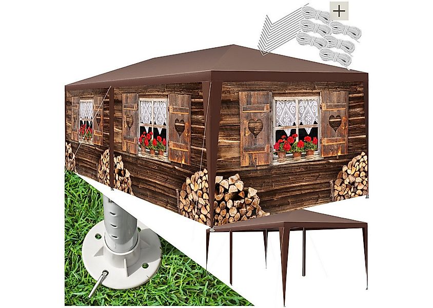 tectake Pavillon Partyzelt Almchalet abnehmbare Seitenteile mit UV-Schutz, günstig online kaufen