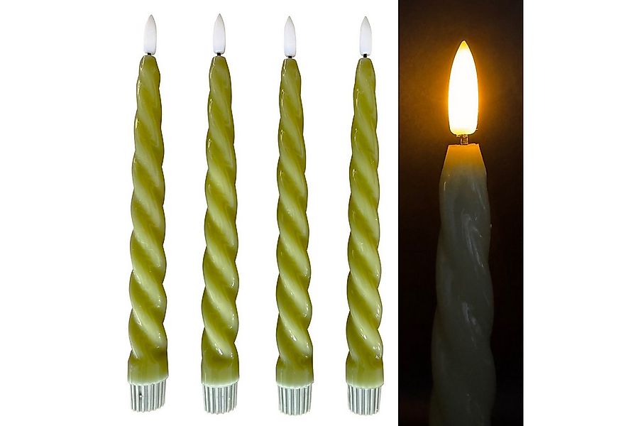 Online-Fuchs LED-Kerze 4 Stabkerzen gedreht aus Echtwachs mit 6-Stunden Tim günstig online kaufen