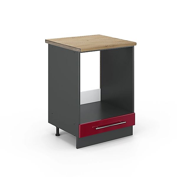 Vicco Herdumbauschrank Fame-Line Bordeaux Hochglanz/Anthrazit 60 cm AP Eich günstig online kaufen