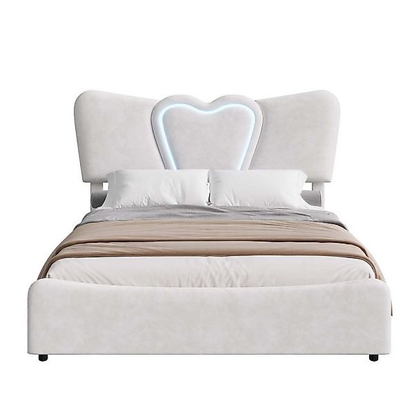 FUROKOY Polsterbett Herzförmiges Kopfteil, Samtstoff, Bett 140x200 Stauraum günstig online kaufen