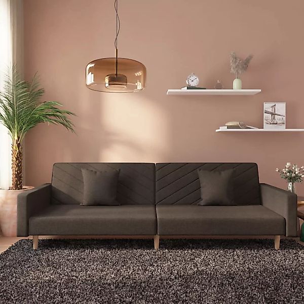 Tagesbett 2-sitzer Mit 2 Kissen Dunkelbraun Stoff günstig online kaufen