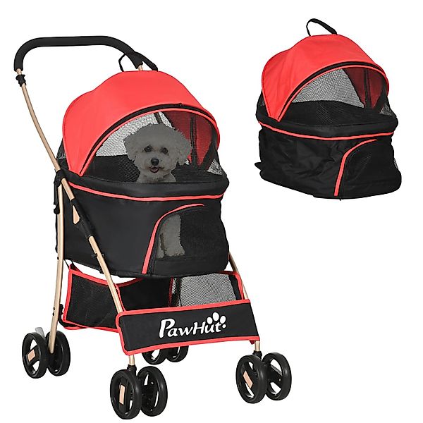 PawHut Hundewagen  Stahl Oxfordstoff Rot 82L x 49,5B x 98H cm günstig online kaufen