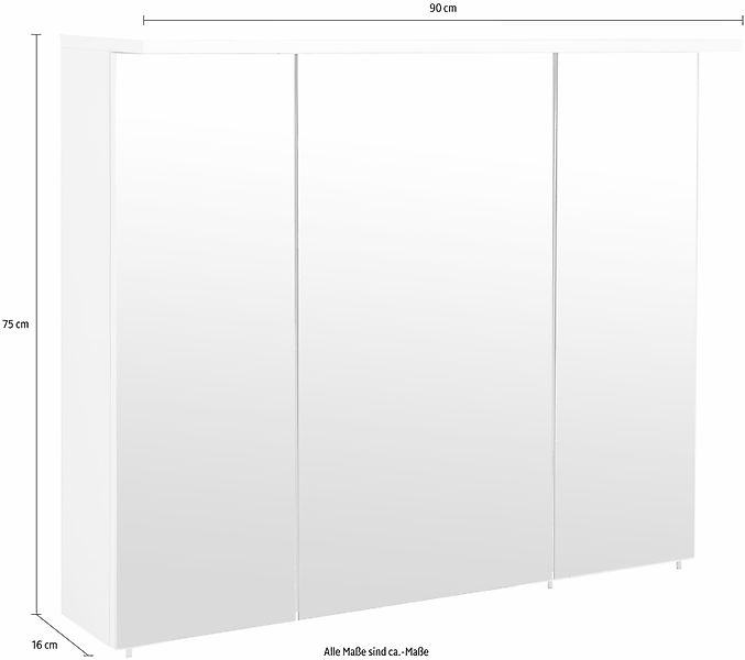 Schildmeyer Spiegelschrank "Profil 16", Breite 90 cm, 3-türig, LED-Beleucht günstig online kaufen