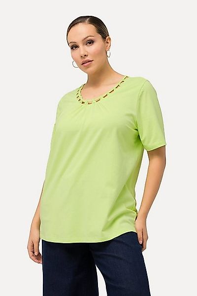 Ulla Popken T-Shirt T-Shirt CutOut-Zierband Rundhals Halbarm günstig online kaufen