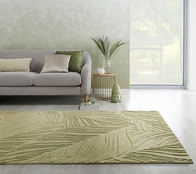 FLAIR RUGS Wollteppich »LINO LEAF«, rechteckig, 10 mm Höhe, Hoch-Tief Effek günstig online kaufen