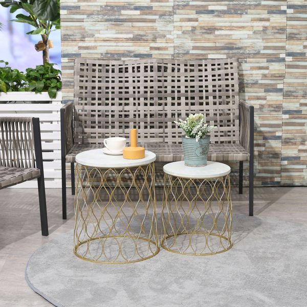 Outsunny Gartentisch Retro Drahtkorb Metallkorb Garten günstig online kaufen